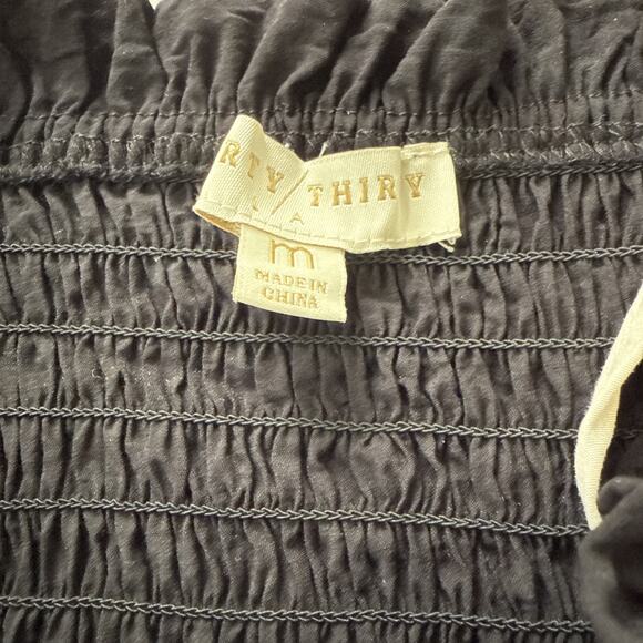 Thirty Thirty LA Crop Top Ruffle‎ Bow Ties Black Cream Coquette Y2K Women's M - Picture 8 of 12